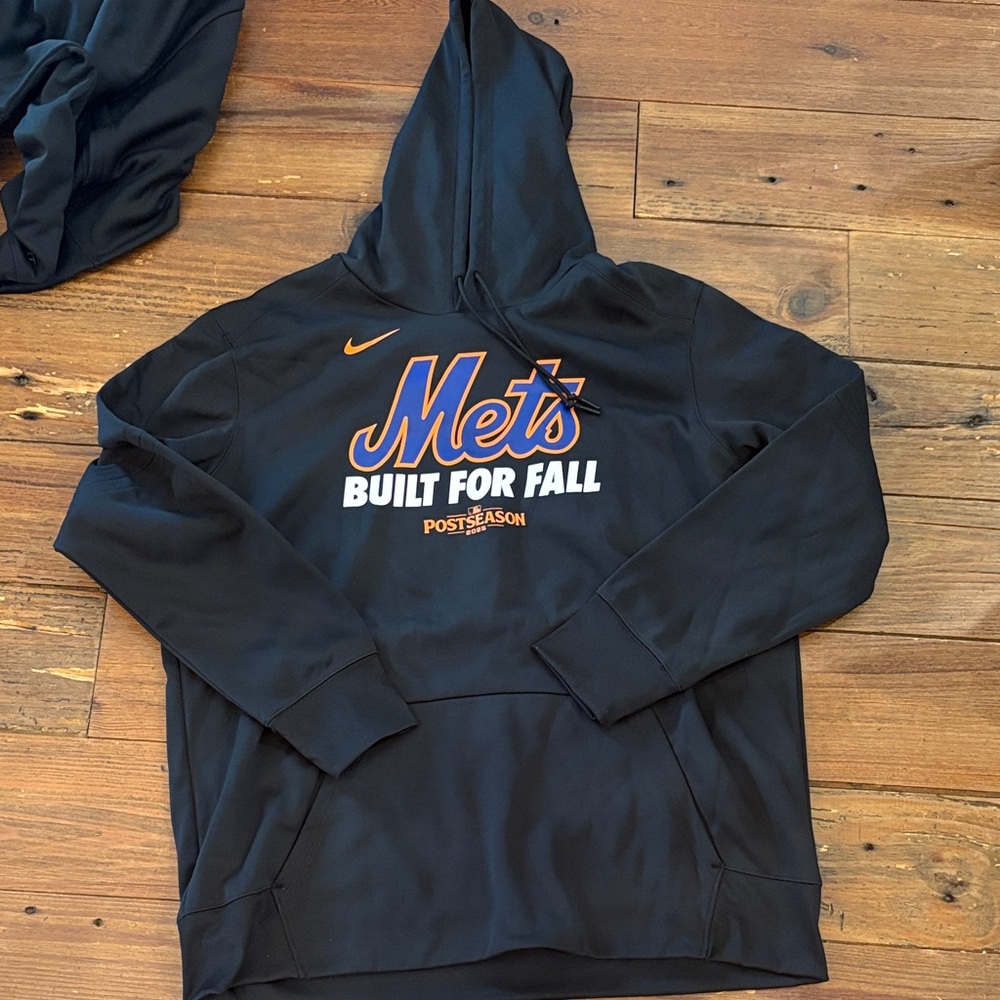Nike Black Hoodie with Blue and Orange Mets Logo